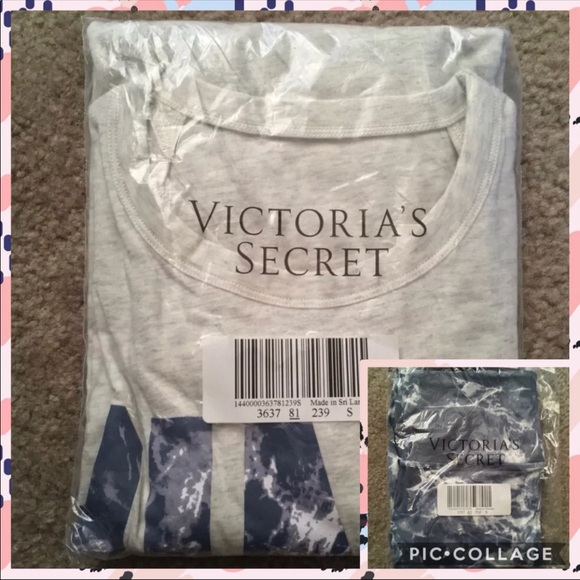 NWT VS Pink Marble Open Back Tee and Leggings Set - Picture 4 of 4